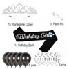 Birthday Girl Sash and Rhinestone Tiara Kit, Silver Letter Black
