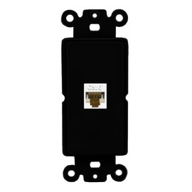 RiteAV 1 Port CAT6-WHITE Rocker Insert Module Wall Plate [Black]