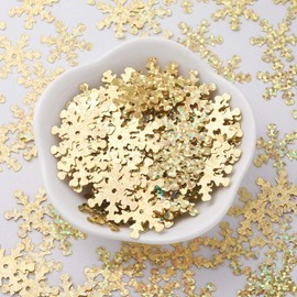 Angel Malone Approx. 150 Pieces of Hologram Snowflake Sequins Christmas Confetti Card Making, Scrapbooking, Sewing, Wedding Favours 20mm - UK SELLER (Gold)
