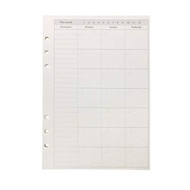 Zelten Refills/Loose Leaves for A5 Cover Ring Binder/Personal Organiser/Planner(A5 6 Holes, Monthly Plan)