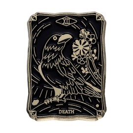 Ro Rox Tarot Card Enamel Pin Sun Moon Stars Brooch Wicca Horoschope Magic, Black, Death Bird