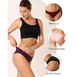 la notte Women’s Bikini Underwear Breathable Cotton Panties for Womens 6 Pack Ladies Hipster Stretchy Briefs Size Large