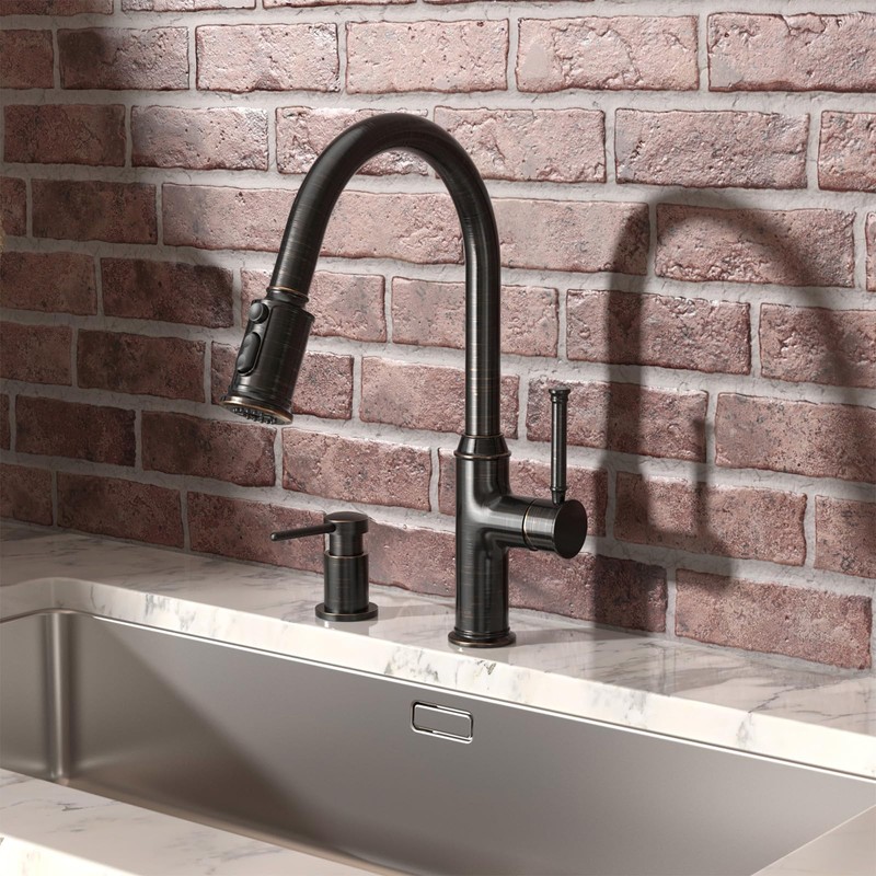Lava Odoro Bronze Soap Dispenser for Kitchen Sink, Modern Brass