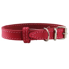 Genuine Leather Dog Collar for Smallest Dogs and Puppies 3 Sizes Pink