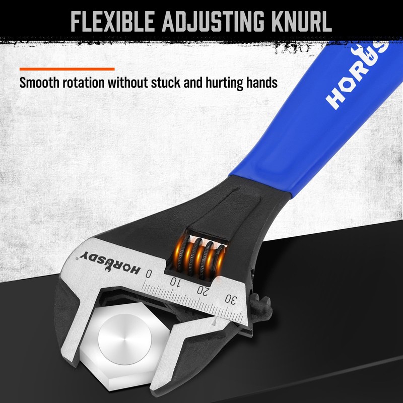 HORUSDY 3-Piece Adjustable Wrench Set (6/8/10 in), Wide Jaw Black