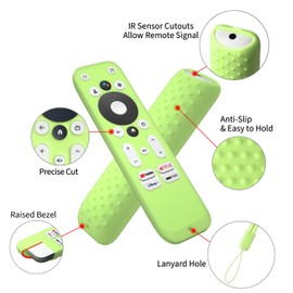 Hi Color Silicone Cover Compatible with Onn TV 4K UHD Streaming Stick TV Box 100024646 100026240 Remote Anti Slip Protective Case (Glow Green)