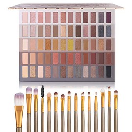 UCANBE Pro 60 sombras de ojos paleta  15 brochas de maquillaje de alta pigmentación desnuda brillante mate metálico ahumado sombra de ojos suave...   