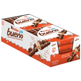 Kinder Bueno Milk Chocolate and Hazelnut Cream, 8 Pack, 4 Individually Wrapped Chocolate Bars, 3 oz Each