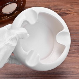 Cigar Ashtray Ceramics with 3 Large Slots Durable Ash Tray Cigar Rest for Outdoor,Indoor(White)