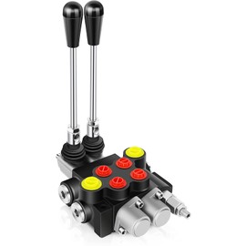GYZJ Hydraulic Flow Control Valve 2 Spool 13 GPM SAE Ports Adjustable Relief Lever Handle Double Acting Parallel Center Tractor Loader W/ Joystick Small Tractors/Tanks Loaders Log Splitters 3600 PSI
