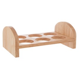 Premier Housewares 6-Hole Egg Rack, Rubber Wood, Natural,H7 x W17 x D10cm
