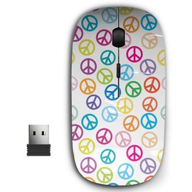 KAWAMOUSE 2.4G Ergonomic Portable USB Wireless Mouse for PC, Laptop, Computer, Notebook with Nano Receiver (Peace Sign)