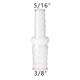Quickun Plastic Hose Barb Reducer Fitting 3/8" to 5/16" Barbed Reducing Union Adapter Splicer Mender Joint Fitting (Pack of 2)