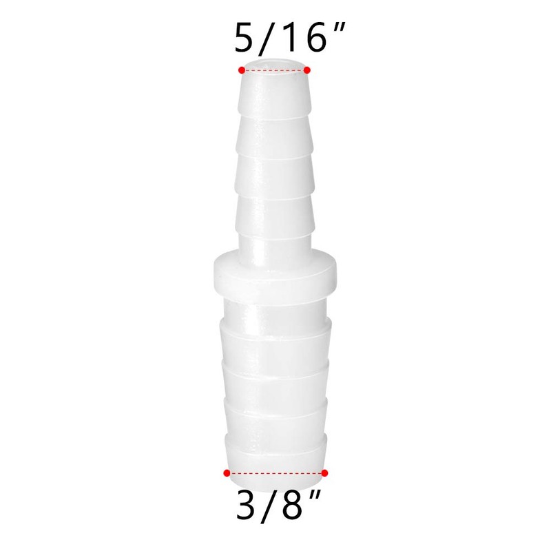Quickun Plastic Hose Barb Reducer Fitting 3/8" to 5/16" Barbed