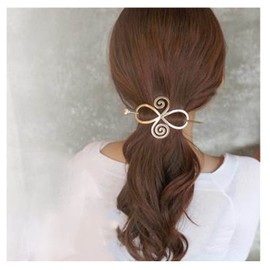 Andelaisi Boho Viking Celtic Knot Hair Stick Hairpin Vintage Infinity Hair Slide Hair Clip Gold Hair Sticks Metal Long Bun Holder Clip Alloy Hair Accessories for Women and Girls Headdress