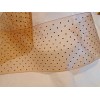 3" SHEER ORGANDY RIBBON- PEACH W/ BLACK POLKA DOTS -