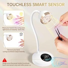 AORAEM UV Nail Lamp, LED Auto Sensor Yellow Light Gooseneck Flash Cure Lamp