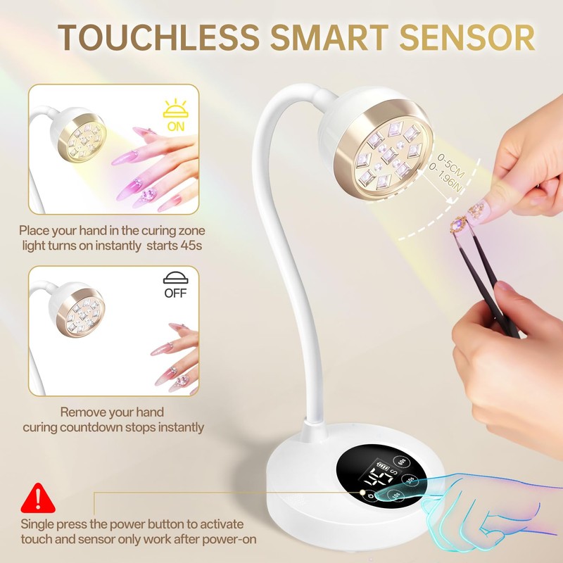 AORAEM UV Nail Lamp, LED Auto Sensor Yellow Light Gooseneck