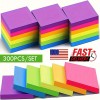 300PCS Vibrant Fluorescent Sticky Notes Memo Pads for School/Office Must-Have