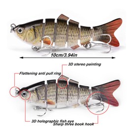 Set of 2 Artificial Bait Set, Pike Bait Set, Realistic Swimming Bait, Fishing Bait, Fishing Set, Multi-Joint Fishing Bait, Artificial Bait Wobbler, Floating Bait for Bass Catfish Pike