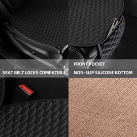CAPITAUTO Car Seat Covers Cushion Pad,Seat Covers for Cars,Super Breathable,Storage Bags,Anti-Slip,Universal Automotive Seat Covers Fit for Most Sedans SUV Pick-up(Lantern Black Full Set)