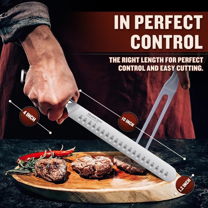 DRAGON RIOT 10 inch Premium Brisket Knife, Razor Sharp Carving