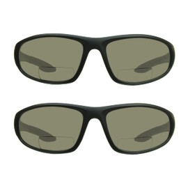 proSPORT Z87.1 Bifocal Safety Sunglasses ANSI +for Men Women Readers Sport Wrap Dark Gray Smoke Black +1.50 +2.00 +2.50