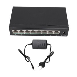 8 Port 10 100Mbps Fast Ethernet Switch Desktop Ethernet Splitter Fanless Quiet Unmanaged Home Network Hub 100‑240V EU Plug