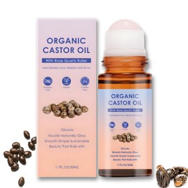 gtalmp Organic Castor Oil Rose Quartz Roller Ball – Hydrating Skin Serum for Face and Eyes – Calming Eye Roller for Women Seeking Smooth Texture and Refreshed Look (1pc)