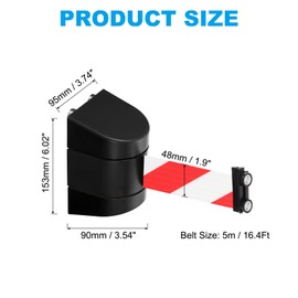 PATIKIL 16.4Ft Magnetic Wall Mount Retractable Belt Barrier, Fixed Crowd Control Barrier Rope Red White Belt with Black ABS Case for Queue Line Divider Grocery Retail Store Stadium