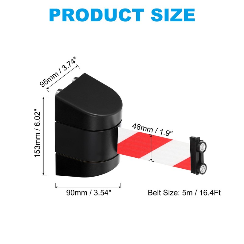 PATIKIL 16.4Ft Magnetic Wall Mount Retractable Belt Barrier, Fixed Crowd