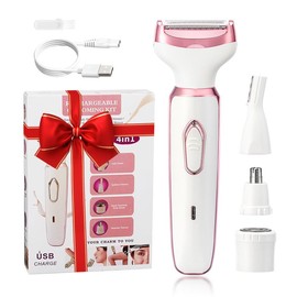 4 In 1 Electric Lady Shaver, Body Hair Removal Epilator, Gifts For Women, Mother's Day Gift Product features: 1. Trim nose hair2.Trim armpit hair3.trim eyebrows4.trim sweat hair, trim face, body hair，pubic hair. Pink，Comfort，electric shaver