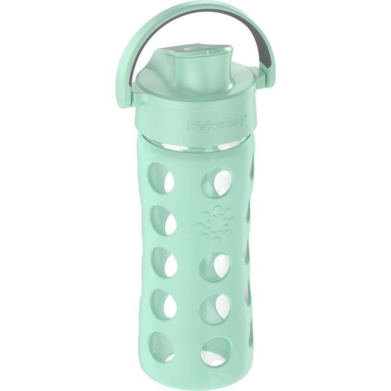 Lifefactory 16oz Active Flip Cap, Mint Glass Water Bottle