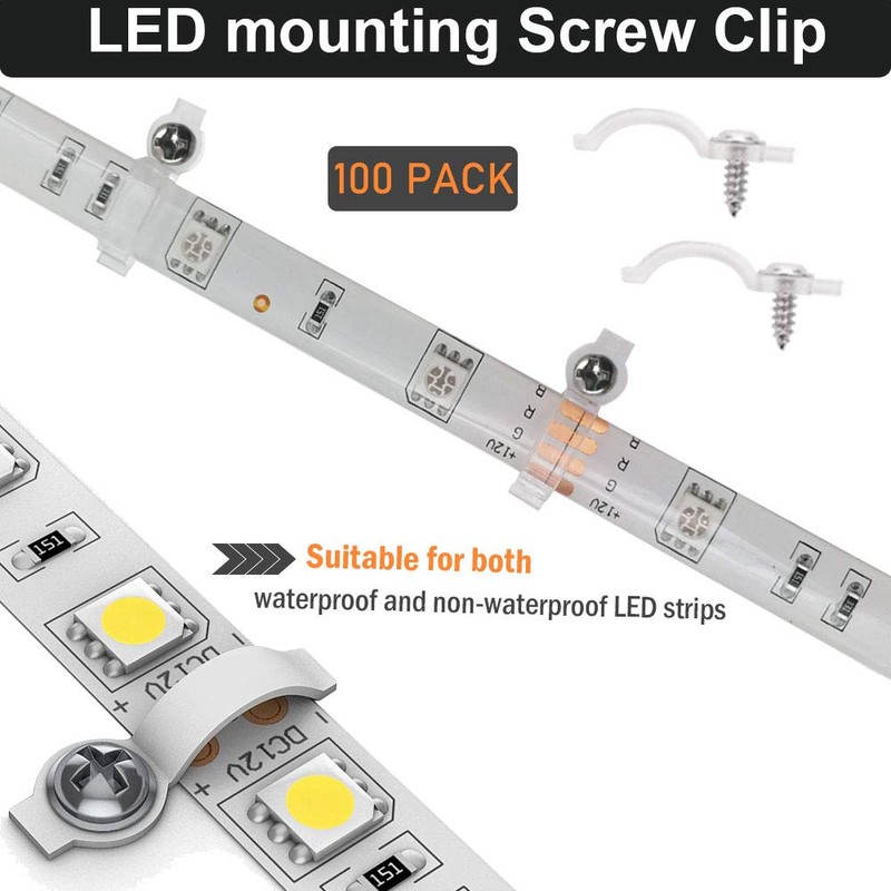 FSJEE 100Pack Mounting Fixing Clips with Screw, and 50Pack Self-Adhesive
