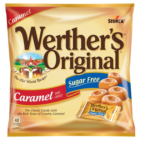 Werther's Original Hard Sugar Free Caramel Candy, 2.75 Oz Bags (Pack of 12)