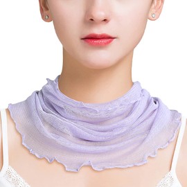 QinTian Silk Neck Warmer, Scarf, UV Protection, Goods, Neck Cover, UV Protection, UV Protection, For Women, Sunshade, Neck Warmer, Silk Gift, Birthday Gift, No.13 Light Purple