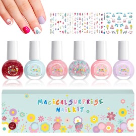 6 Farben Nagellack Set für Mädchen - Peel Off Schnelltrocknend Nagellack - Wasserbasiert Nagellack Set Geschenke Kit (Colorful Set 03, 6PCS)