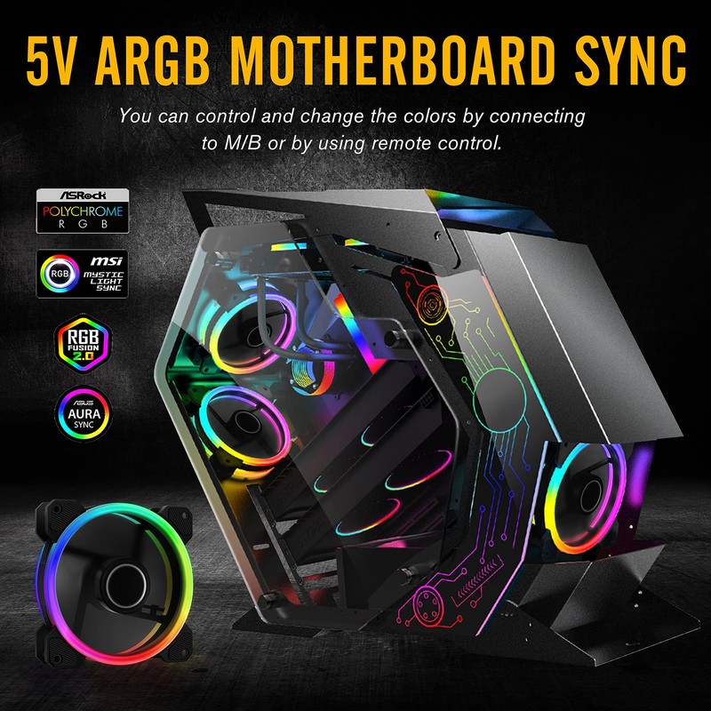 EZDIY-FAB New Dual Ring 120mm RGB LED Case Fans, 5V