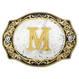 HLYMPONY Western Belt Buckle for Men Vintage Cowboy Rodeo Small Initial Letter ABCDMRJ to Z Belt Buckles for Women (M)