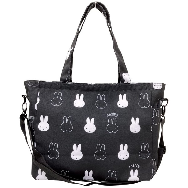 Eye Planning Miffy Mother Tote, Black, K3180A, W 13.8 x H 11.8 x D 5.9 inches (35 x 30 x 15 cm)