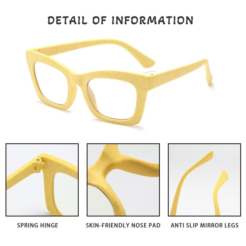 Oprah Style Square Reading Glasses Blue Light Blocking for Women