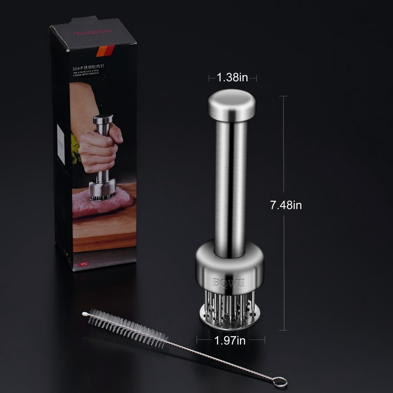 BQWII Stainless Steel Meat Tenderizer Tool with 21 Sharp Needles
