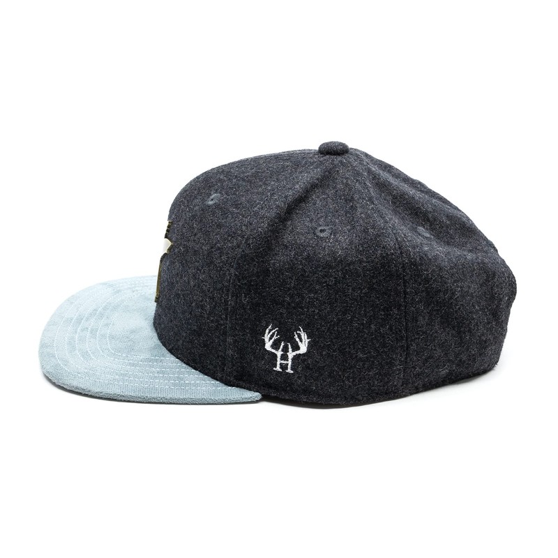Du Hirsch Bavarian Snapback Cap Kingfisher Gin Dark Grey Felt