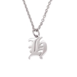 Elefezar Old English Initial Pendant Necklace Letter H Womens Gifts