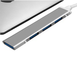 LITTONE® 4 in 1 USB Type-C to 3 Port USB 2.0 USB 1 Port 3.0 PD Charging Port Hub Multifunction Adapter (USB Space Gray)