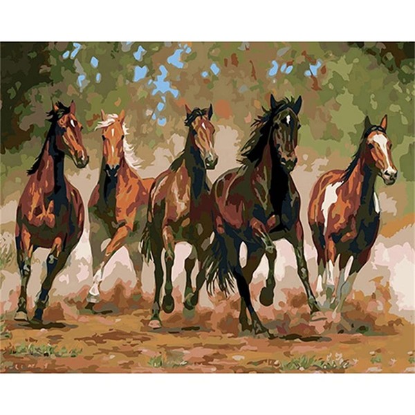 Meecaa Paint by Numbers Running Horse Animal Splash Kit for