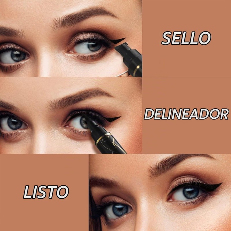 Sellos delineador ojos waterproof Anglicolor 2‑Pack negro – cat eye
