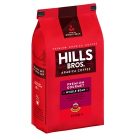Hills Bros. Premium Gourmet Whole Bean Coffee – Rich and Bold Premium Arabica Coffee Beans – Orthodox Union Kosher – Medium Roast, Fresh Grind for Best Aroma & Taste – Premium Gourmet, 1 Pack of 24oz