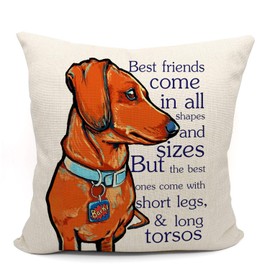 Mancheng-zi Dachshund Throw Pillow Case, Dog Lover Gifts, Dachshund Dog Decor, Funny Dachshund Dog Pillow Cover, Doxie Mom Gifts, 18 x 18 Inch Cushion Cover for Sofa Couch Bed