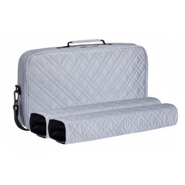 C&H Solutions “Silver”Elegant Quilted PU Leather Mahjong Carrying Bag with Zippered Storage Pocket, Durable Handles, and Adjustable Shoulder Strap, Bag Only (No Accessories Included)
